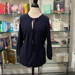 Large Loft Tassel Tie Neck Top